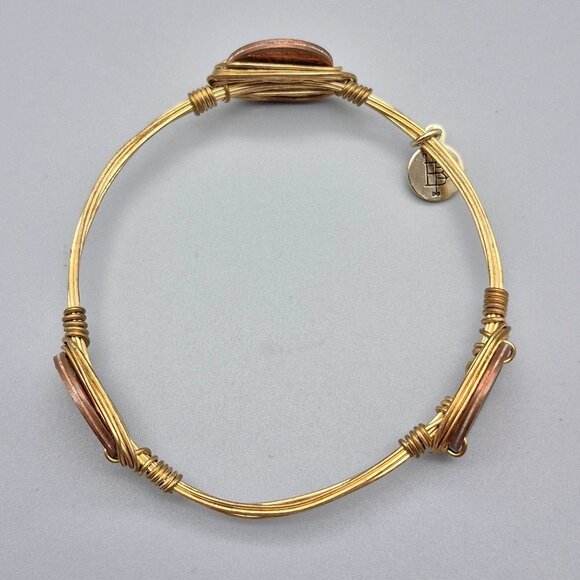 Bourbon & Bowties Gold Tone Bangle Bracelet 2 Cent Euro Coins Wire Wrap Unique - Picture 4 of 5